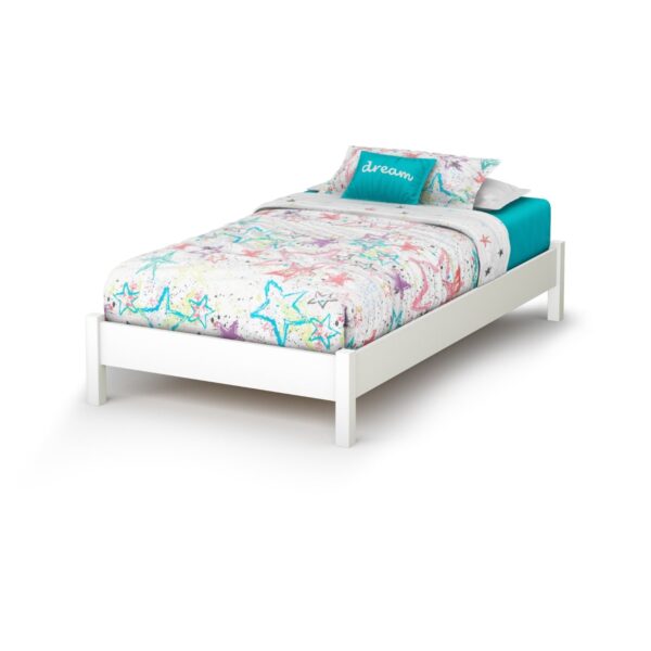 Twin size Simple Platform Bed Frame in White Wood Finish - Image 2