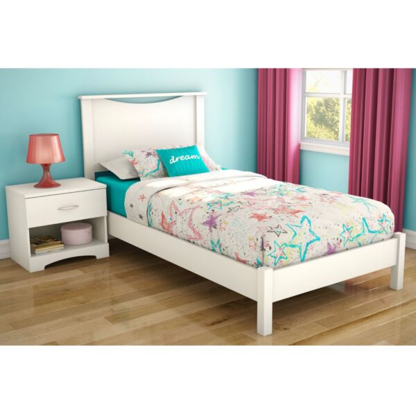 Twin size Simple Platform Bed Frame in White Wood Finish - Image 3