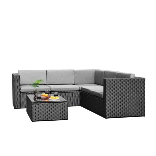 Black Wicker Resin 4-Piece Outdoor Patio Furniture Set - Image 3