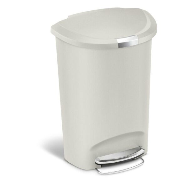 Heavy Duty 13-Gallon Kitchen Trash Can with Step Open Lid in Beige Stone - Image 2