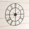 Round 24-inch Metal Wall Clock with Roman Numerals - Image 2