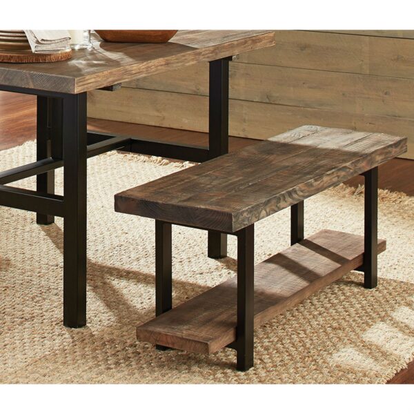 Modern Industrial Style Wood and Metal Accent Bench - Image 3