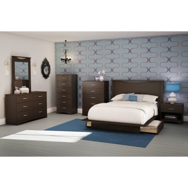 Modern 6-Drawer Bedroom Dresser in Chocolate Wood Finish - Image 5