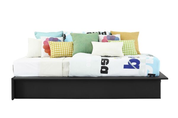 Black Faux Leather Upholstered Platform Bed Frame with Wood Slats in Twin - Image 2