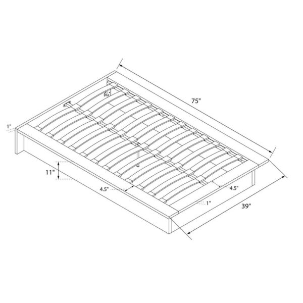 Black Faux Leather Upholstered Platform Bed Frame with Wood Slats in Twin - Image 4