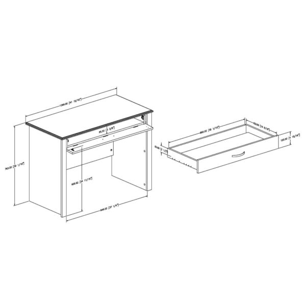 Black Laptop Computer Desk with Keyboard Tray Drawer - Image 4