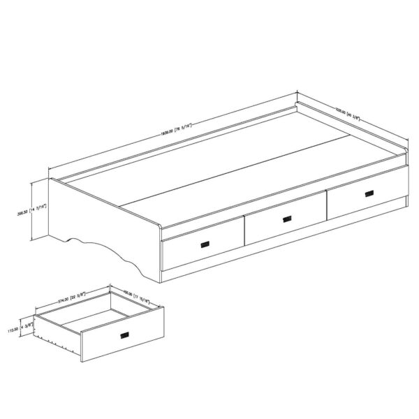 Twin size White Platform Bed Frame with 3 Storage Drawers - Image 3