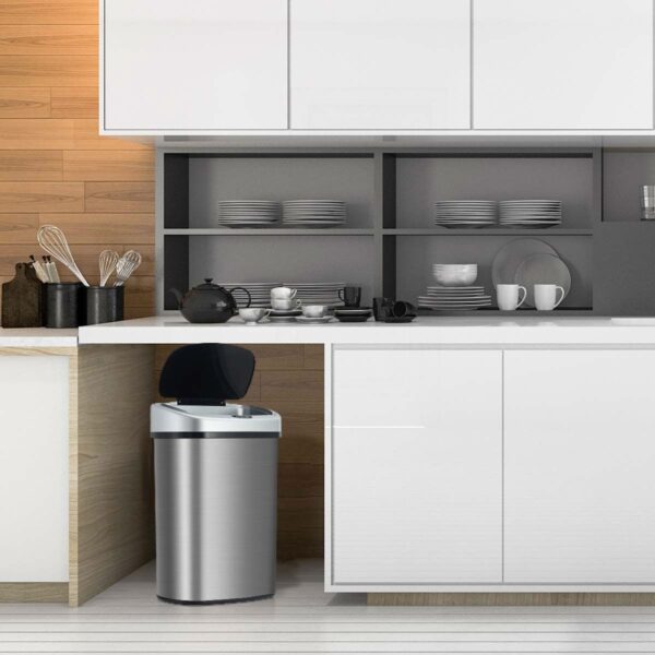 Modern No-Touch Motion Activated Kitchen Trash Can - Set of 2 - Image 2