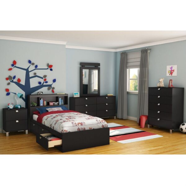 Twin size Platform Bed with 3 Storage Drawers in Black Finish - Image 2