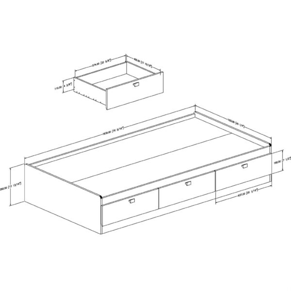 Twin size Platform Bed with 3 Storage Drawers in Black Finish - Image 3