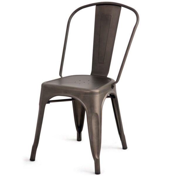 Set of 4 Indoor Outdoor Metal Stackable Bistro Dining Chairs in Copper Finish - Image 2
