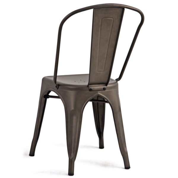 Set of 4 Indoor Outdoor Metal Stackable Bistro Dining Chairs in Copper Finish - Image 4