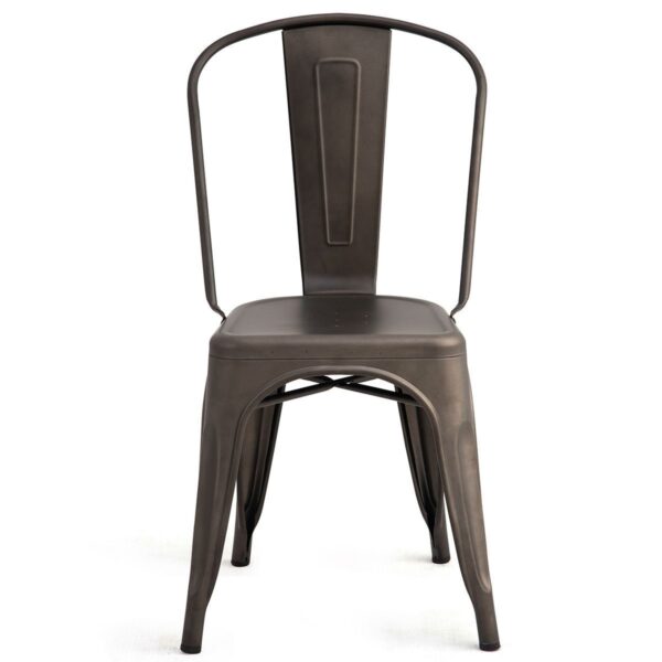 Set of 4 Indoor Outdoor Metal Stackable Bistro Dining Chairs in Copper Finish - Image 5