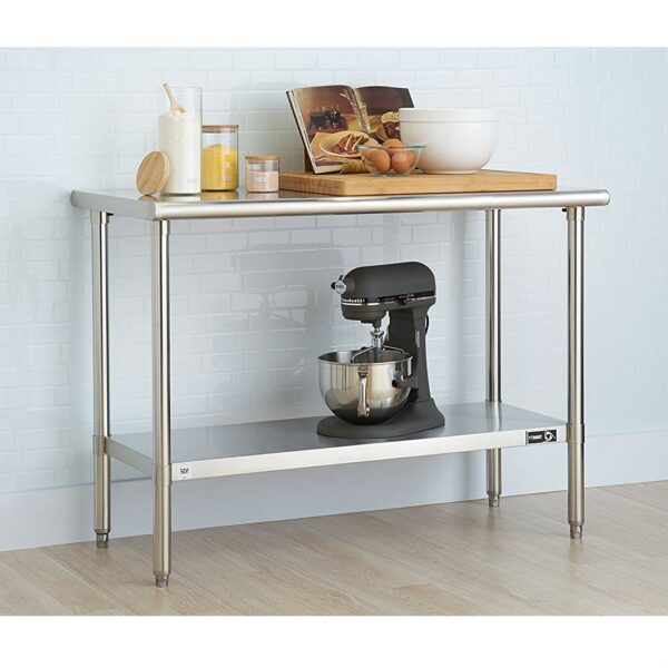 Stainless Steel Top Food Safe Prep Table Utility Work Bench with Bottom Shelf - Image 3