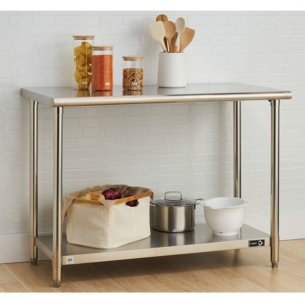 Stainless Steel Top Food Safe Prep Table Utility Work Bench with Bottom Shelf - Image 5