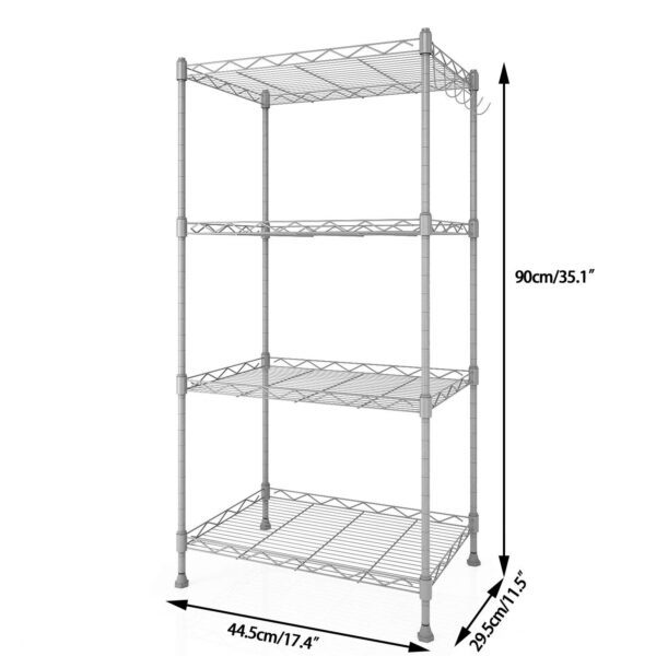Silver Metal 4-Shelf Wire Shelving Unit Storage Rack - Image 2