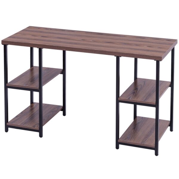 Modern Classic Wood and Metal Computer Desk with Book Shelves - Image 2