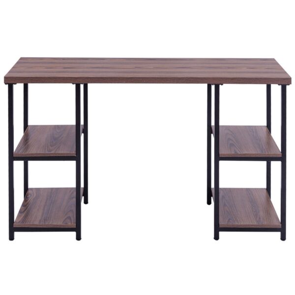 Modern Classic Wood and Metal Computer Desk with Book Shelves - Image 4