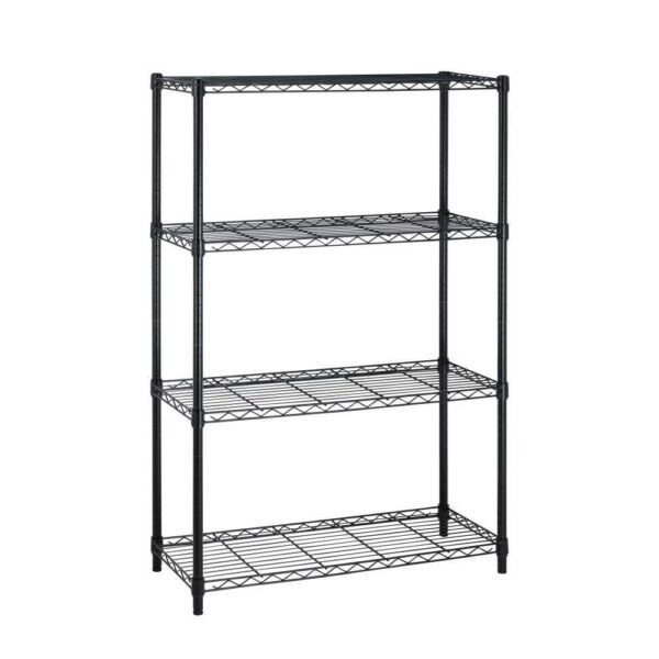 Heavy Duty 4-Shelf Metal Shelving Unit in Black Steel Finish - Image 2
