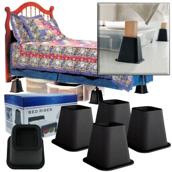6-inch High Bed Risers in Black - 4-Pack - Image 4