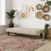 Tan Modern Upholstered Microfiber Adjustable Futon Sleeper Sofa - Image 5