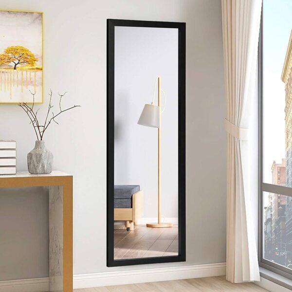 Black Full Length Bedroom Mirror with Over the Door or Wall Mounted Design - Image 3