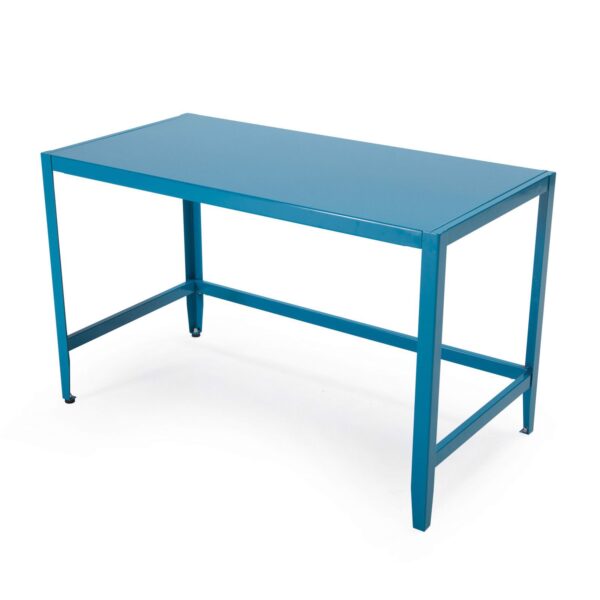 Simple Modern Metal Office Desk in Teal Blue Finish - Image 2