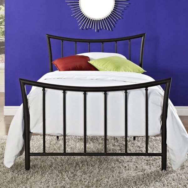 Twin size Bronze Metal Platform Bed Frame with Headboard and Footboard - Image 2