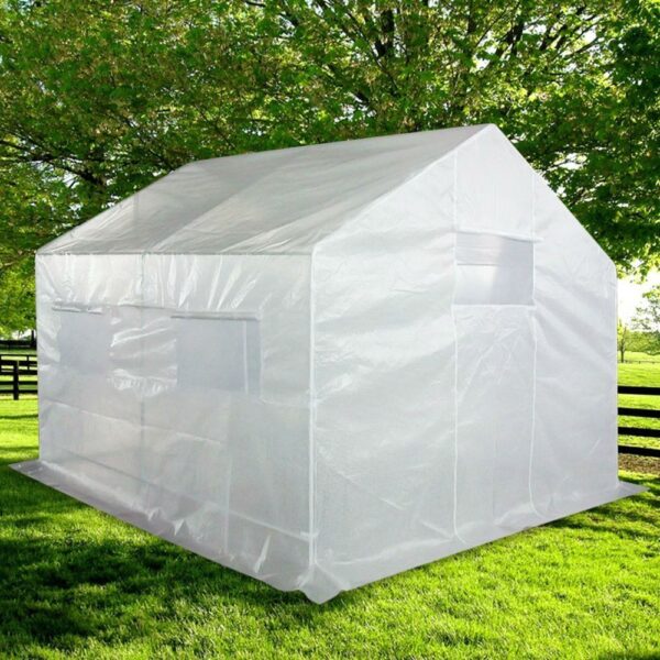 Outdoor 9 x 10 Ft Greenhouse Kit with Heavy Duty Steel Frame and PE Cover - Image 2