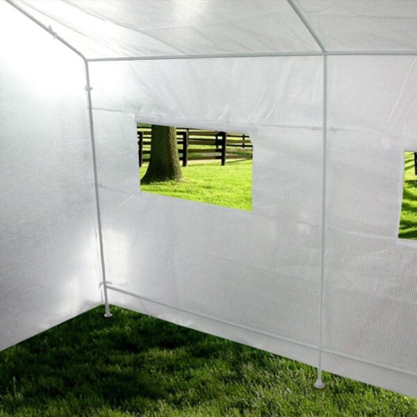 Outdoor 9 x 10 Ft Greenhouse Kit with Heavy Duty Steel Frame and PE Cover - Image 3