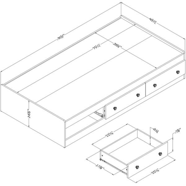Twin size White Wood Platform Bed Daybed with Storage Drawers - Image 3