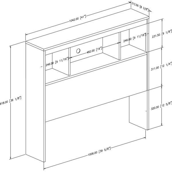 Twin size Contemporary Bookcase Headboard in Chocolate Finish - Image 4