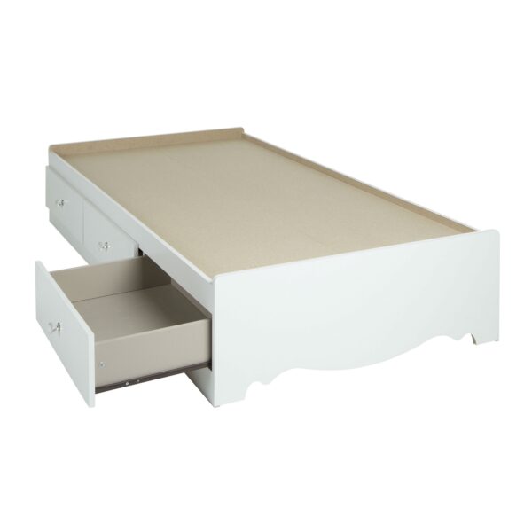 Twin size White Wood Platform Day Bed with Storage Drawers - Image 2