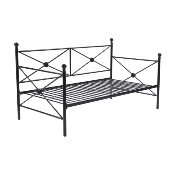 Twin size Black Metal Day Bed Frame and Roll out Trundle Set - Image 3