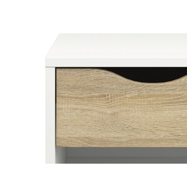 Modern Mid Century Style End Table Nightstand in White & Oak Finish - Image 5