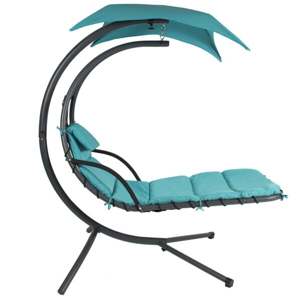 Teal Single Person Sturdy Modern Chaise Lounger Hammock Chair Porch Swing - Image 2