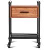 Heavy Duty Steel Frame 1-Drawer End Table Nightstand Side Table on Wheels - Image 4