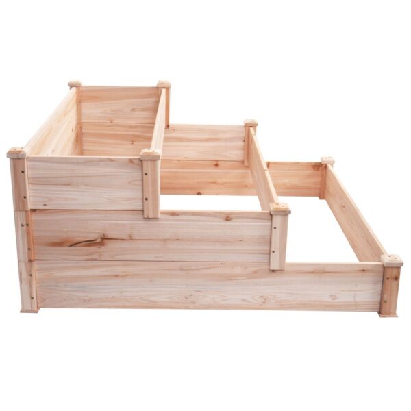 Solid Wood 4 Ft x 4 Ft Raised Garden Bed Planter 3-Tier - Image 3