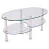 Modern Oval Tempered Glass Coffee Table with Bottom Shelf - Image 2