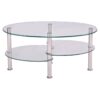 Modern Oval Tempered Glass Coffee Table with Bottom Shelf - Image 3
