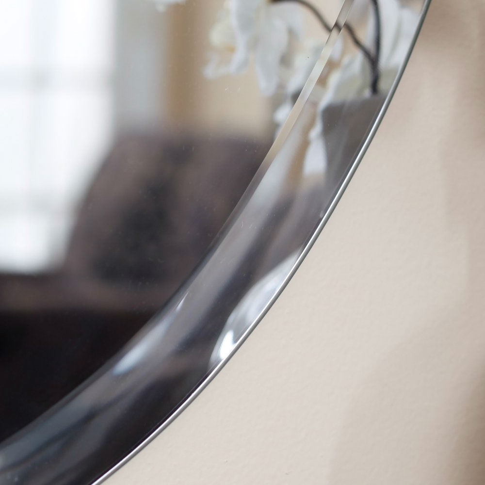 Oval 36-inch Frameless Beveled Vanity Wall Mirror - Image 4