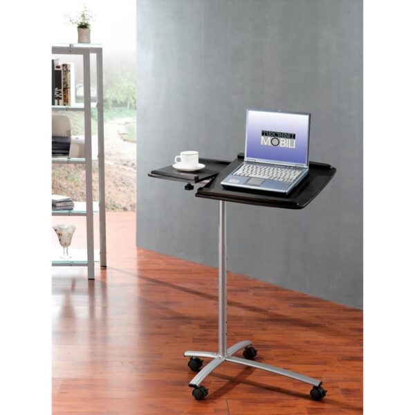 Adjustable Laptop Computer Cart Desk Stand in Graphite Wood Grain - Image 4