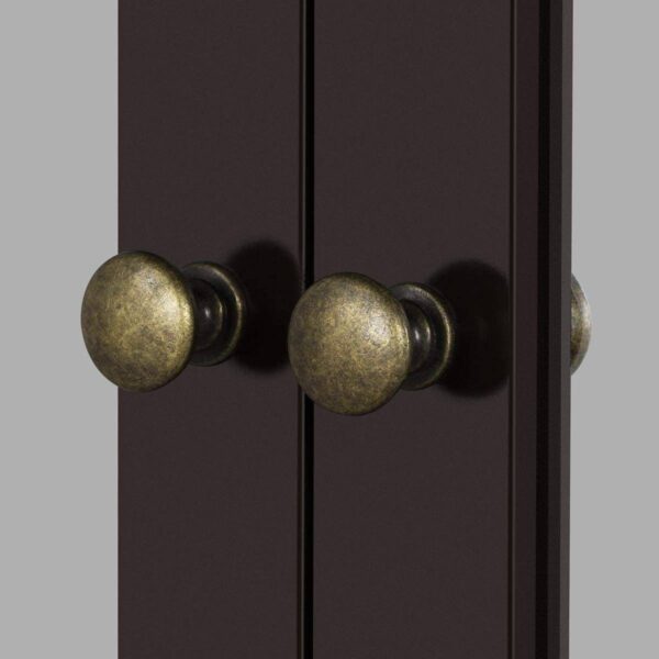 Espresso Brown 2-Door Wall Mounted Medicine Cabinet Bathroom Mirror with Shelf - Image 4