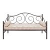 Twin Scrolling Metal Day Bed Frame in Contemporary Brushed Bronze Dark Pewter