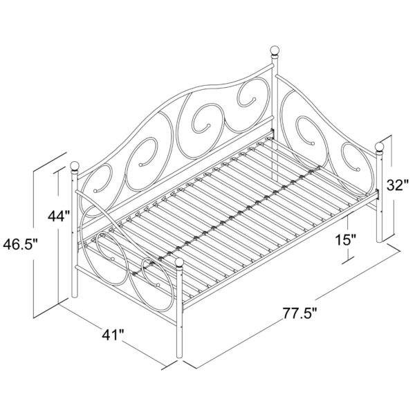 Twin Scrolling Metal Day Bed Frame in Contemporary Brushed Bronze Dark Pewter - Image 3