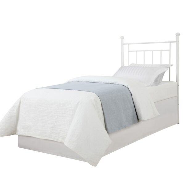 Twin size White Metal Headboard with Simple Lines and Decorative Finals - Image 4