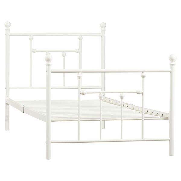 Twin size White Metal Platform Bed Frame with Headboard and Footboard - Image 3
