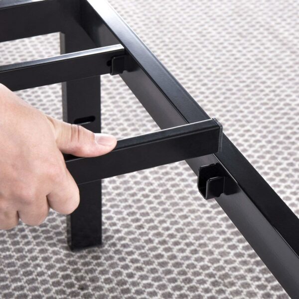 Twin size Black Metal Platform Bed Frame with Headboard Attachment Slots - Image 2
