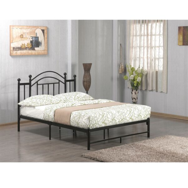 Twin size Black Metal Platform Bed Frame with Arched Headboard - Image 2