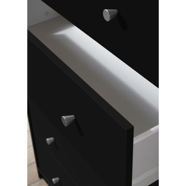 Modern Bedroom Storage 5-Drawer Chest in Black Wood Finish - Image 2